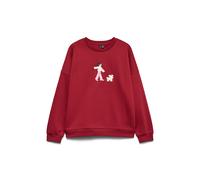 Sweatshirt VERO MODA "VMAMANDA BEA LS SWEAT BOX JRS", Damen, Gr. XL, rot (biking rot detail:dog), Sweatware, Obermaterial: 60% Baumwolle, 40% Polyester, bedruckt, regular fit normal, Rundhals, Rippbün