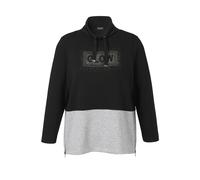 Sweatshirt VIA APPIA DUE "VIA APPIA DUE Sweatshirt", Damen, Gr. 46, grau (schwarz, grau melange), Obermaterial: 49% Viskose CV. 43% Polyester PES. 8% Elasthan EL., regular fit, Sweatshirts Sweatshirt,