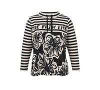 Sweatshirt VIA APPIA DUE "VIA APPIA DUE Sweatshirt", Damen, Gr. 50, schwarz (champagner, schwarz), Obermaterial: 95% Viskose CV. 5% Elasthan EL., geblümt, regular fit, Rundhals, Sweatshirts Sweatshirt