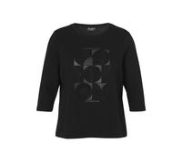 Sweatshirt VIA APPIA DUE "VIA APPIA DUE Sweatshirt", Damen, Gr. 52, schwarz, Obermaterial: 45% Polyester PES. 43% Viskose CV. 12% Elasthan EL., relaxed fit, Rundhals, Sweatshirts Sweatshirt, Große Grö