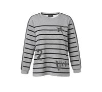 Sweatshirt VIA APPIA DUE "VIA APPIA DUE Sweatshirt", Damen, Gr. 54, grau (grau melange, schwarz), Obermaterial: 48% Viskose CV. 47% Polyester PES. 5% Elasthan EL., gestreift, regular fit, Rundhals, Sw