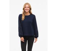 Sweatshirt VILA "VISANDY L/S DETAIL SWEAT TOP - NOOS", Damen, Gr. L, navy blazer, Sweatware, Obermaterial: 50% Viskose, 44% Polyester, 6% Elasthan, unifarben, regular fit normal, Rundhals, Sweatshirts
