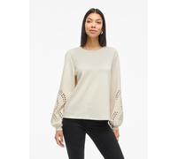 Sweatshirt VILA "VISANDY L/S DETAIL SWEAT TOP - NOOS", Damen, Gr. S, birch, Sweatware, Obermaterial: 50% Viskose, 44% Polyester, 6% Elasthan, unifarben, regular fit normal, Rundhals, Sweatshirts Sweat