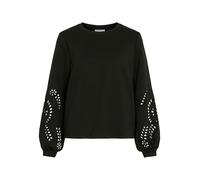 Sweatshirt VILA "VISANDY L/S DETAIL SWEAT TOP - NOOS", Damen, Gr. XS, schwarz, Sweatware, Obermaterial: 50% Viskose, 44% Polyester, 6% Elasthan, unifarben, regular fit normal, Rundhals, Sweatshirts Sw