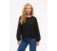 Sweatshirt VILA "VISANDY L/S DETAIL SWEAT TOP - NOOS", Damen, Gr. XXL, schwarz, Sweatware, Obermaterial: 50% Viskose, 44% Polyester, 6% Elasthan, unifarben, regular fit normal, Rundhals, Sweatshirts S