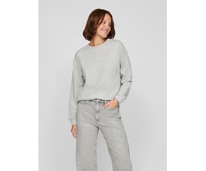 Sweatshirt VILA "VISANDY L/S SWEAT TOP - NOOS", Damen, Gr. XXL, grau (light grau melange), Sweatware, Obermaterial: 50% Viskose, 44% Polyester, 6% Elasthan, meliert, unifarben, regular fit normal, Run