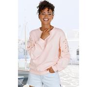 Sweatshirt VIVANCE, Damen, Gr. 44/46, orange (pfirsich), Sweatware, Obermaterial: 60% Baumwolle, 40% Polyester, unifarben, figurumspielend hüftlang, Rundhals, Rippbündchen, Sweatshirts Sweatshirt, mit