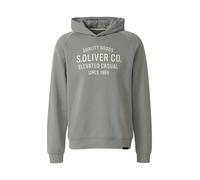 Hoodie S.OLIVER, Herren, Gr. XXL, mid grau, Sweatware, Obermaterial: 70% Baumwolle, 30% Polyester, bedruckt, regular fit normal, ohne Ausschnitt, Rippbündchen, Sweatshirts Hoodie, mit Logo Print (9150