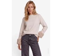 Sweatshirt ZERO, Damen, Gr. 34, beige (french oak), Web, Obermaterial: 49% Polyester, 46% Viskose, 5% Elasthan, unifarben, festlich, figurumspielend kurz, Sweatshirts Sweatshirt, mit Plüsch-Bordüre an
