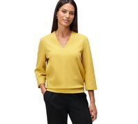 Sweatshirt ZERO "Damen mit Strukturmuster", Damen, Gr. 40, gelb (oil gelb), Sweatware, Obermaterial: 52% Polyester, 45% Baumwolle, 3% Elasthan, gemustert, figurumspielend hüftbedeckend, V-Ausschnitt,