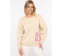 Sweatshirt ZWILLINGSHERZ ""Alissa"", Damen, Gr. L/XL, beige, angeraute Sweatware, Obermaterial: 50% Baumwolle, 50% Polyester, unifarben mit Farbeinsätzen, Rundhals, Sweatshirts Sweatshirt, mit SMILE P
