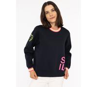 Sweatshirt ZWILLINGSHERZ ""Alissa"", Damen, Gr. S/M, blau (marine), angeraute Sweatware, Obermaterial: 50% Baumwolle, 50% Polyester, unifarben mit Farbeinsätzen, Rundhals, Sweatshirts Sweatshirt, mit 
