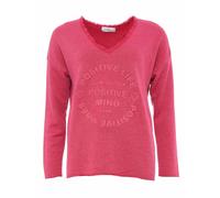 Sweatshirt ZWILLINGSHERZ, Damen, Gr. L/XL (L/XL), lila (beere), Sweatware, Obermaterial: 70% Baumwolle, 30% Polyacryl, unifarben, normal hüftlang, V-Ausschnitt, Sweatshirts Sweatshirt, ausgefranster V