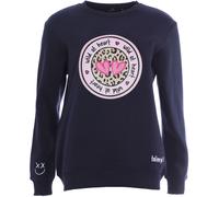 Sweatshirt ZWILLINGSHERZ, Damen, Gr. S/M, blau (navy), Sweatware, Obermaterial: 50% Baumwolle, 50% Polyester, bedruckt, comfort fit hüftlang, Rundhals, Bündchen, Sweatshirts Sweatshirt, Rundhalsaussch