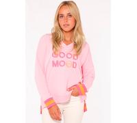 Sweatshirt ZWILLINGSHERZ "Dana", Damen, Gr. L/XL, rosa, Sweatware, Obermaterial: 50% Baumwolle, 50% Polyester, unifarben mit Farbeinsätzen, normal hüftlang, V-Ausschnitt, Sweatshirts Sweatshirt, Neon-