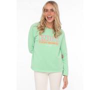 Sweatshirt ZWILLINGSHERZ ""Enjoy"", Damen, Gr. L/XL (L/XL), grün, Sweatware, Obermaterial: 50% Baumwolle, 50% Polyester, unifarben mit Farbeinsatz, comfort fit hüftlang, Rundhals, Sweatshirts Sweatshi