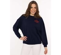Sweatshirt ZWILLINGSHERZ "Feel Good Club", Damen, Gr. L/XL, blau (marine), Sweatware, Obermaterial: 60% Baumwolle, 40% Polyester, unifarben, hüftbedeckend, Rundhals, Sweatshirts Sweatshirt, Rundhals,