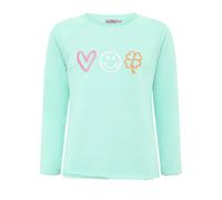 Sweatshirt ZWILLINGSHERZ ""Love Smile Luck"", Damen, Gr. L/XL (L/XL), grün (mint), Sweatware, Obermaterial: 50% Baumwolle, 50% Polyester, unifarben mit Farbeinsatz, comfort fit hüftlang, Rundhals, Swe