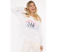 Sweatshirt ZWILLINGSHERZ "Meeresglück", Damen, Gr. L/XL (L/XL), weiß, Sweatware, Obermaterial: 50% Baumwolle, 50% Polyester, unifarben mit Farbeinsatz, comfort fit hüftlang, Rundhals, Sweatshirts Swea
