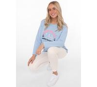 Sweatshirt ZWILLINGSHERZ ""Meeresglück"", Damen, Gr. SM (S/M), blau, Sweatware, Obermaterial: 50% Baumwolle, 50% Polyester, unifarben mit Farbeinsatz, comfort fit hüftlang, Rundhals, Sweatshirts Sweat