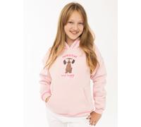 Sweatshirt ZWILLINGSHERZ "Pawsitive", Mädchen, Gr. 110/116, rosa (blush), Sweatware, Obermaterial: 50% Baumwolle, 50% Polyester, hüftlang, ohne Ausschnitt, Sweatshirts Sweatshirt, fröhlicher Dackel-Pr