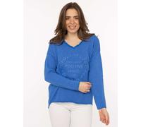 Sweatshirt ZWILLINGSHERZ "Positive Mind", Damen, Gr. L/XL, blau (royalblau), Sweatware, Obermaterial: 70% Baumwolle, 30% Polyester, unifarben, used, lässig geschnitten Po-bedeckend, V-Ausschnitt, Swea