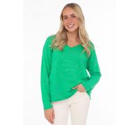 Sweatshirt ZWILLINGSHERZ ""Positive Mind"", Damen, Gr. L/XL (L/XL), grün, Sweatware, Obermaterial: 70% Baumwolle, 30% Polyester, unifarben, used, lässig geschnitten Po-bedeckend, V-Ausschnitt, Sweatsh