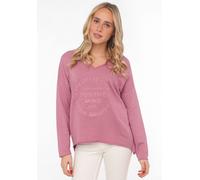 Sweatshirt ZWILLINGSHERZ ""Positive Mind"", Damen, Gr. L/XL (L/XL), rosa (altrosa), Sweatware, Obermaterial: 70% Baumwolle, 30% Polyester, unifarben, used, lässig geschnitten Po-bedeckend, V-Ausschnit