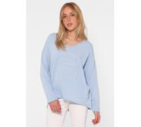 Sweatshirt ZWILLINGSHERZ ""Positive Mind"", Damen, Gr. SM (S/M), blau (hellblau), Sweatware, Obermaterial: 70% Baumwolle, 30% Polyester, unifarben, used, vintage, lässig geschnitten Po-bedeckend, V-Au
