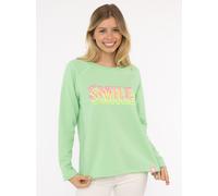 Sweatshirt ZWILLINGSHERZ ""Smile"", Damen, Gr. L/XL (L/XL), grün (neon grün), Sweatware, Obermaterial: 50% Baumwolle, 50% Polyester, unifarben mit Farbeinsatz, comfort fit hüftlang, Rundhals, Sweatshi