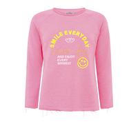 Sweatshirt ZWILLINGSHERZ ""Smile Everyday"", Damen, Gr. L/XL (L/XL), pink (neon pink), Sweatware, Obermaterial: 50% Baumwolle, 50% Polyester, unifarben mit Farbeinsatz, comfort fit hüftlang, Rundhals,