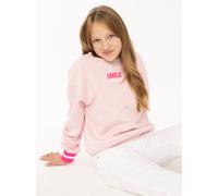 Sweatshirt ZWILLINGSHERZ "SMILE", Mädchen, Gr. 134/140, rosa (blush), Sweatware, Obermaterial: 50% Baumwolle, 50% Polyester, Sweatshirts Sweatshirt, gestreifte elastische Bündchen, SMILE Print vorne u