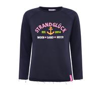 Sweatshirt ZWILLINGSHERZ ""Strandglück"", Damen, Gr. L/XL (L/XL), blau (marine), Sweatware, Obermaterial: 50% Baumwolle, 50% Polyester, unifarben mit Farbeinsatz, comfort fit hüftlang, Rundhals, Sweat