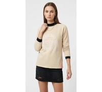 Sweatshirt ZWILLINGSHERZ ""Zwillingsherz"", Damen, Gr. SM (S/M), beige, Sweatware, Obermaterial: 50% Baumwolle, 50% Polyester, unifarben mit Farbeinsatz, comfort fit hüftlang, Rundhals, Sweatshirts Sw