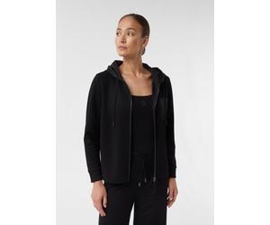 Sweatshirtjacke im Fabricmix mit Brusttasche schwarz 44