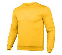 Sweatshirts für Herren, einfarbig, ohne Kapuze, leichter Sport-Pullover, Rundhalsausschnitt, langärmelig, Sweatshirt, lockeres Workout-Sweatshirt, feuchtigkeitsableitendes Sport-Sweatshirt, gelb, XXL