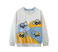 Sweatshirts Jungen Langarm Pullover Kinder Shirts Baumwolle Warm Tops 1-7 Jahre Gr.92-122 (X00-Hellgrau, 4-5 Years)