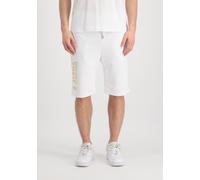 Sweatshorts ALPHA INDUSTRIES "Basic Short AI Foil Print", Herren, Gr. S, Normalgrößen, weiß (weiß, gelb gold), Obermaterial: 80% Baumwolle, 20% Polyester, Hosen (30236166-S) weiß, gelb gold