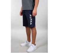 Sweatshorts ALPHA INDUSTRIES "Jersey Short", Herren, Gr. L, N-Gr, blau (rep. blau), angeraute Sweatware, Obermaterial: 100% Baumwolle, bedruckt, schmal, Hosen Sweatshorts (30930555-L) rep. blau
