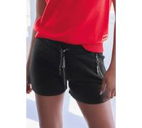 Sweatshorts BENCH. LOUNGEWEAR, Damen, Gr. 40/42, N-Gr, schwarz, Sweatware, Obermaterial: 60% Baumwolle, 40% Polyester, unifarben, bequem kurz, Hosen Sweatshorts, mit seitlichen Schlitz und Reißverschl