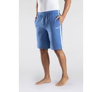 Sweatshorts BENCH. LOUNGEWEAR "kurze Relaxshort, Jogginghose", Herren, Gr. L (52/54), N-Gr, blau, angeraute Sweatware, Obermaterial: 60% Baumwolle, 40% Polyester, unifarben mit Farbeinsatz, Basic, läs