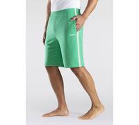 Sweatshorts BENCH. LOUNGEWEAR "kurze Relaxshort, Jogginghose", Herren, Gr. L (52/54), N-Gr, grün, angeraute Sweatware, Obermaterial: 60% Baumwolle, 40% Polyester, unifarben mit Farbeinsatz, Basic, läs