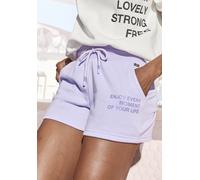 Sweatshorts BUFFALO, Damen, Gr. 36/38, N-Gr, lila (lavendel), angeraute Sweatware, Obermaterial: 60% Baumwolle, 40% Polyester, unifarben, casual, bequem kurz, Hosen, mit Statement Druck, Loungewear (2
