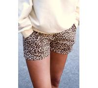 Sweatshorts BUFFALO, Damen, Gr. 40/42, N-Gr, beige (beige leo), Sweatware, Obermaterial: 60% Baumwolle, 40% Polyester, animal-print, bedruckt, bequem kurz, Hosen Sweatshorts, mit seitlichem Rippeinsat