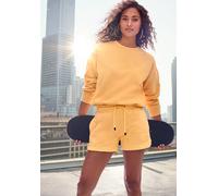 Sweatshorts BUFFALO, Damen, Gr. 40/42, N-Gr, orange (mango), Sweatware, Obermaterial: 60% Baumwolle, 40% Polyester, bestickt, unifarben, modisch, bequem kurz, Hosen, mit kleiner Logostickerei (1564035