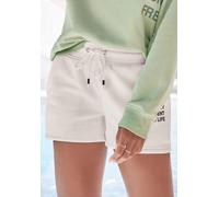 Sweatshorts BUFFALO, Damen, Gr. 40/42, N-Gr, weiß, angeraute Sweatware, Obermaterial: 60% Baumwolle, 40% Polyester, unifarben, bequem kurz, Hosen Sweatshorts, mit Statement Druck, Loungewear (72514509