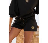 Sweatshorts BUFFALO, Damen, Gr. 44/46, N-Gr, schwarz, Sweatware, Obermaterial: 60% Baumwolle, 40% Polyester, unifarben, bedruckt, casual, bequem kurz, Hosen, Loungeshorts mit seitlichen Taschen und kl