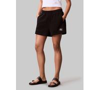Sweatshorts CALVIN KLEIN JEANS "A - FRNCH TRRY BDG L", Damen, Gr. M (40), N-Gr, schwarz, Sweatware, Obermaterial: 100% Baumwolle, unifarben, gerade kurz, Hosen Sweatshorts, Mit elastischem Bund (92301
