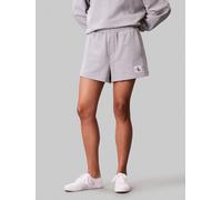 Sweatshorts CALVIN KLEIN JEANS "A - FRNCH TRRY BDG L", Damen, Gr. XXL (46), N-Gr, grau (bc06 grau heather), Sweatware, Obermaterial: 100% Baumwolle, meliert, unifarben, gerade kurz, Hosen Sweatshorts,
