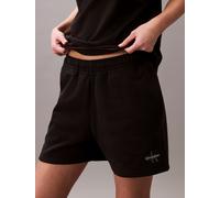 Sweatshorts CALVIN KLEIN JEANS "MONOLOGO FRENCH TERRY SHORT", Damen, Gr. XXS (34), N-Gr, schwarz, Jersey, Obermaterial: 86% Baumwolle, 14% Polyester, unifarben, klassisch kurz, Hosen Sweatshorts, Mit 